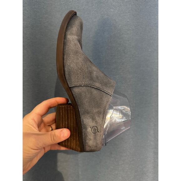 BORN Women's 8.5 Suede Heeled Mule Grayish Blue Slip On Comfort Shoe - Picture 6 of 8